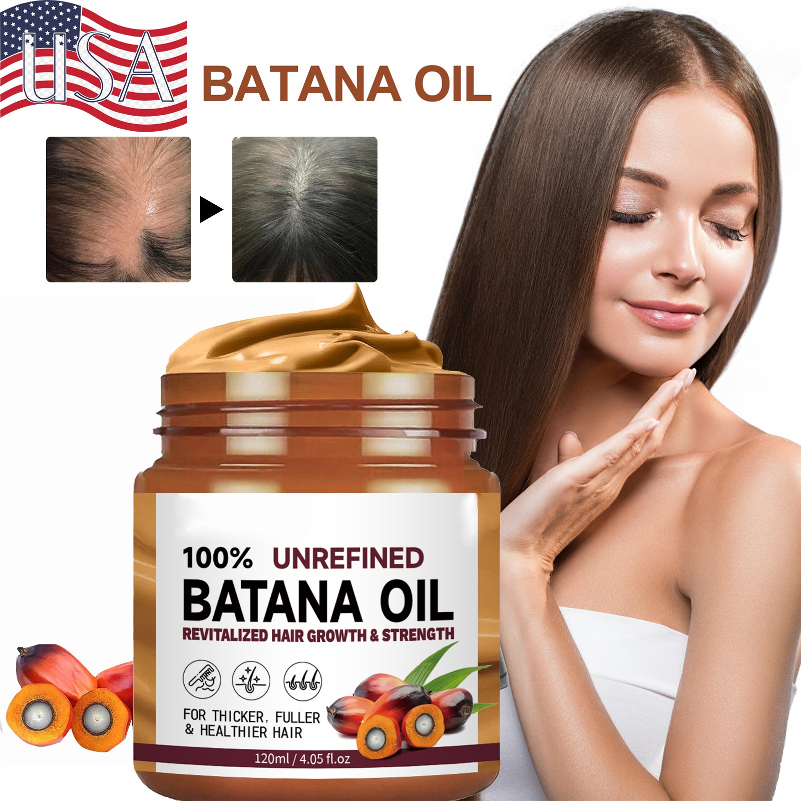 Batana Oil – 100% Organic – Pure, Natural Healthy Hair Growth & Skin Moisturizer