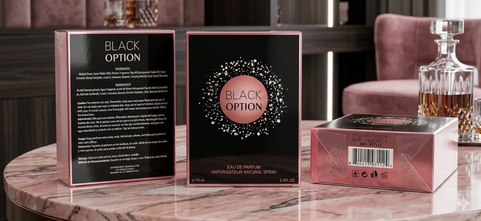 Black Option Eau de Parfum Natural Spray 2.4 fl oz Regular Size