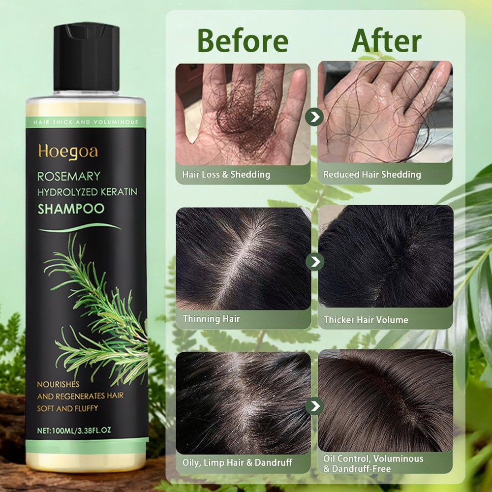 3 Pack Rosemary Hair Growth Shampoo Hydrolyzed Keratin Shampoo for Thinning Hair