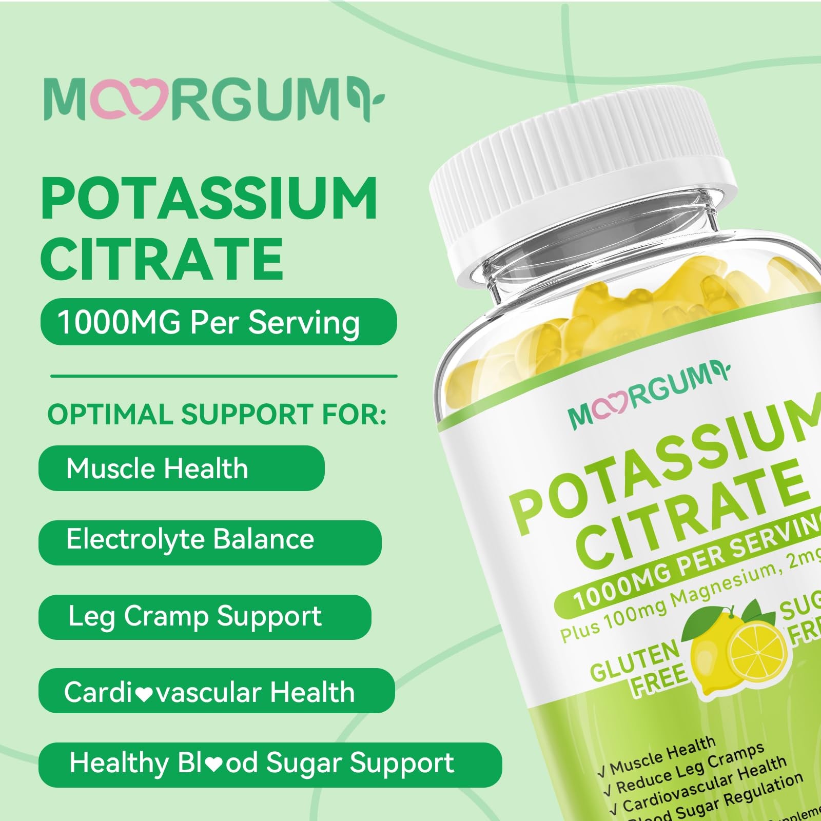 Potassium Citrate 1000mg Gummies, Supplement 60 Count (Pack of 1)