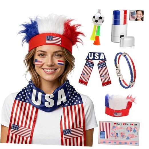 2026 USA Soccer Fan Set Supporters Cheering Kit- Face Paint United States