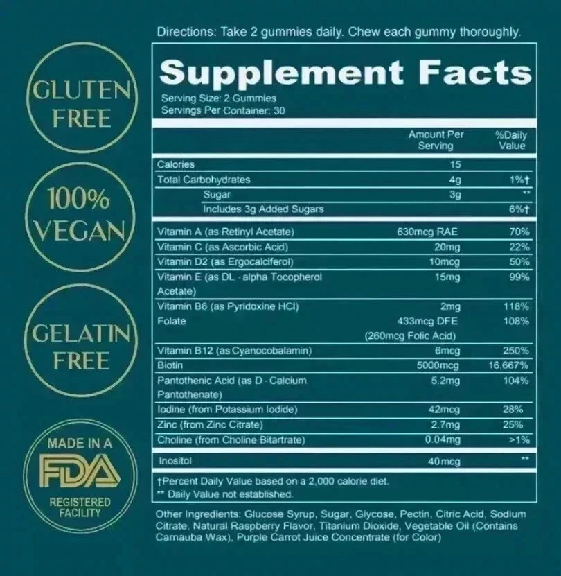 3 Packs WEEM Hair Skin and Nails Gummies, Vegan biotin Vitamins, Healthy Hair