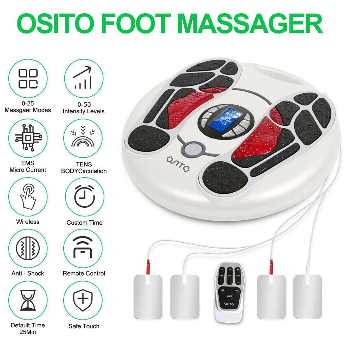 OSITO EMS Foot Circulation Massager Booster for Neuropathy Feet Legs Pain Relief
