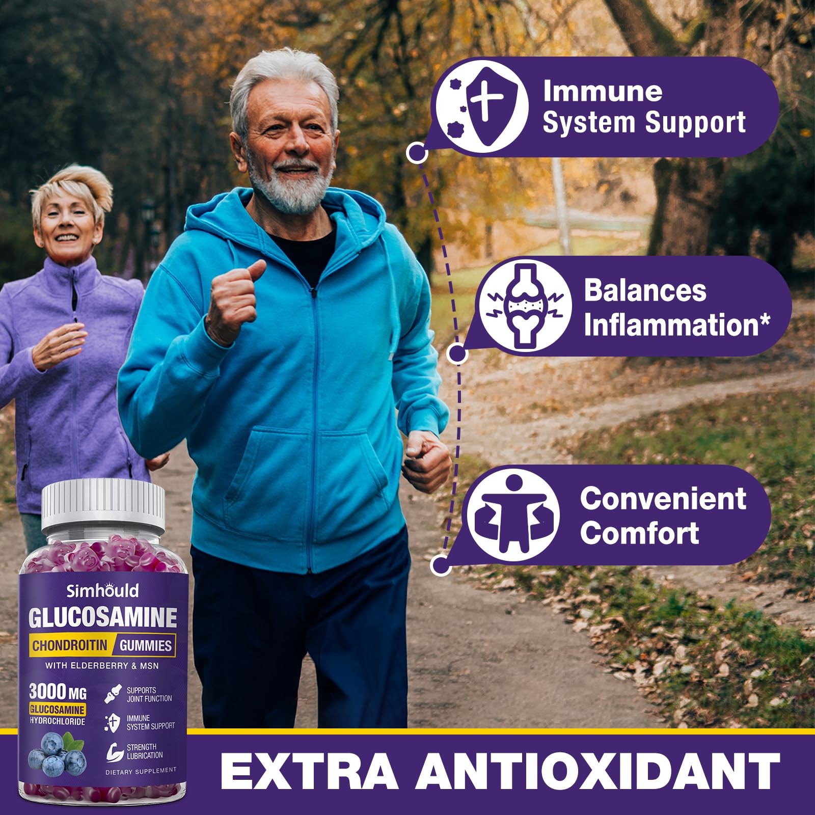 Simhould 2 Packs Glucosamine Chondroitin Gummies 3000MG Extra Strength Joint…