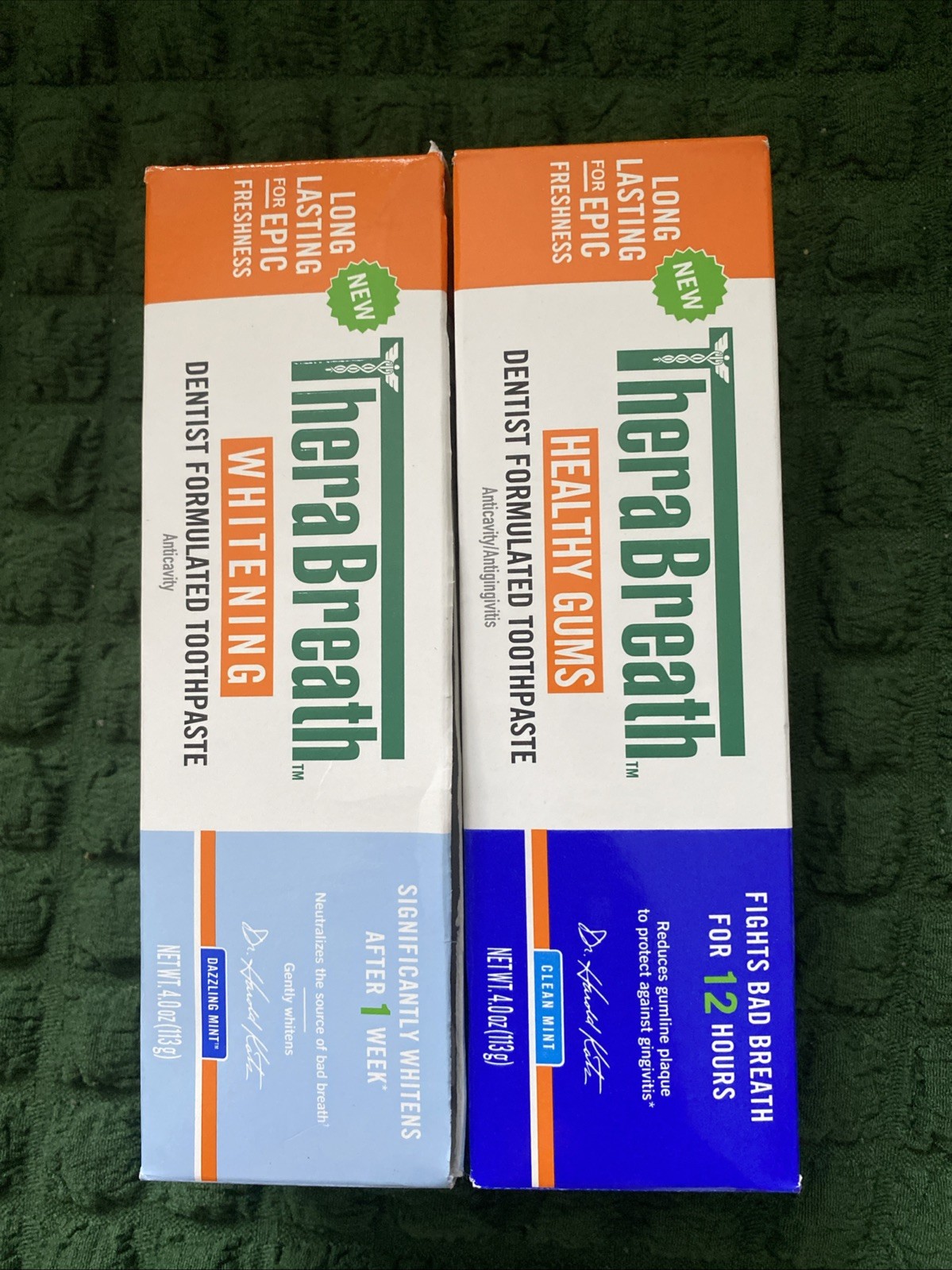 Lot of 2 TheraBreath Whitening & GUMS Toothpaste – Dazzling Mint Exp 9 & 12/2027