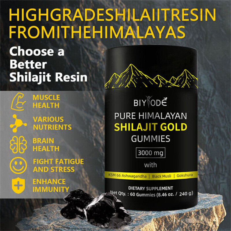 Himalayan Shilajit GOLD Gummies 3000 mg Fulvic Acid for Energy Boost Immune Men