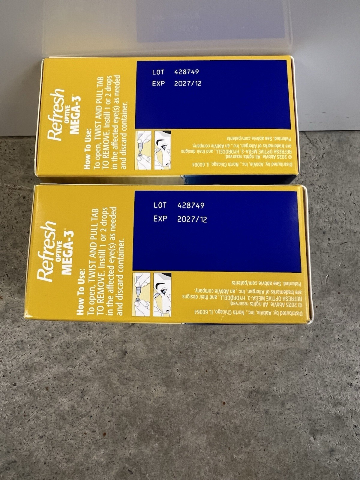 Refresh Optive MEGA-3 Lubricant Eye Drops 30 Containers EXP 12/2027 2 PACK