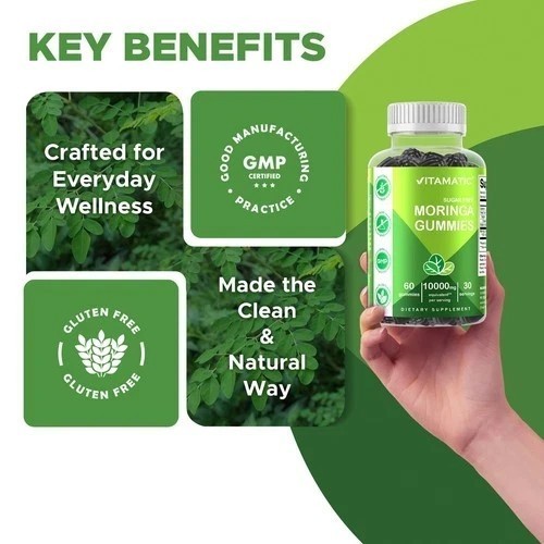 NEW Vitamatic Sugar Free Moringa Gummies 10000mg 60 Pectin Based Gummies