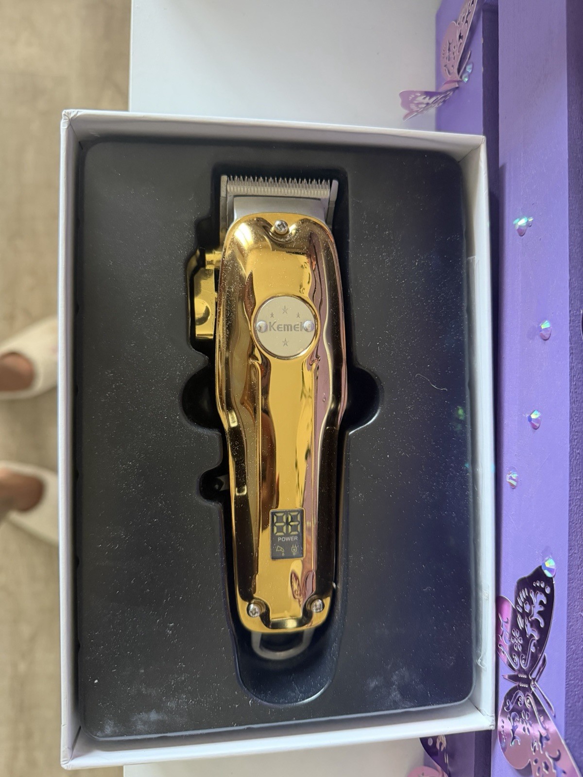 Kemei KM-1986+PG Gold Cordless USB Fast Charge Adjustable Blade Hair Clipper