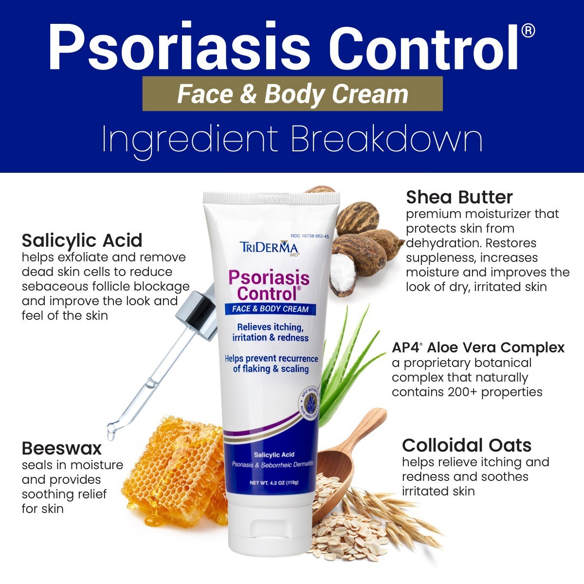 TriDerma Psoriasis Control Face & Body Cream – FSA Eligible, 4.2 oz – 4-Pack