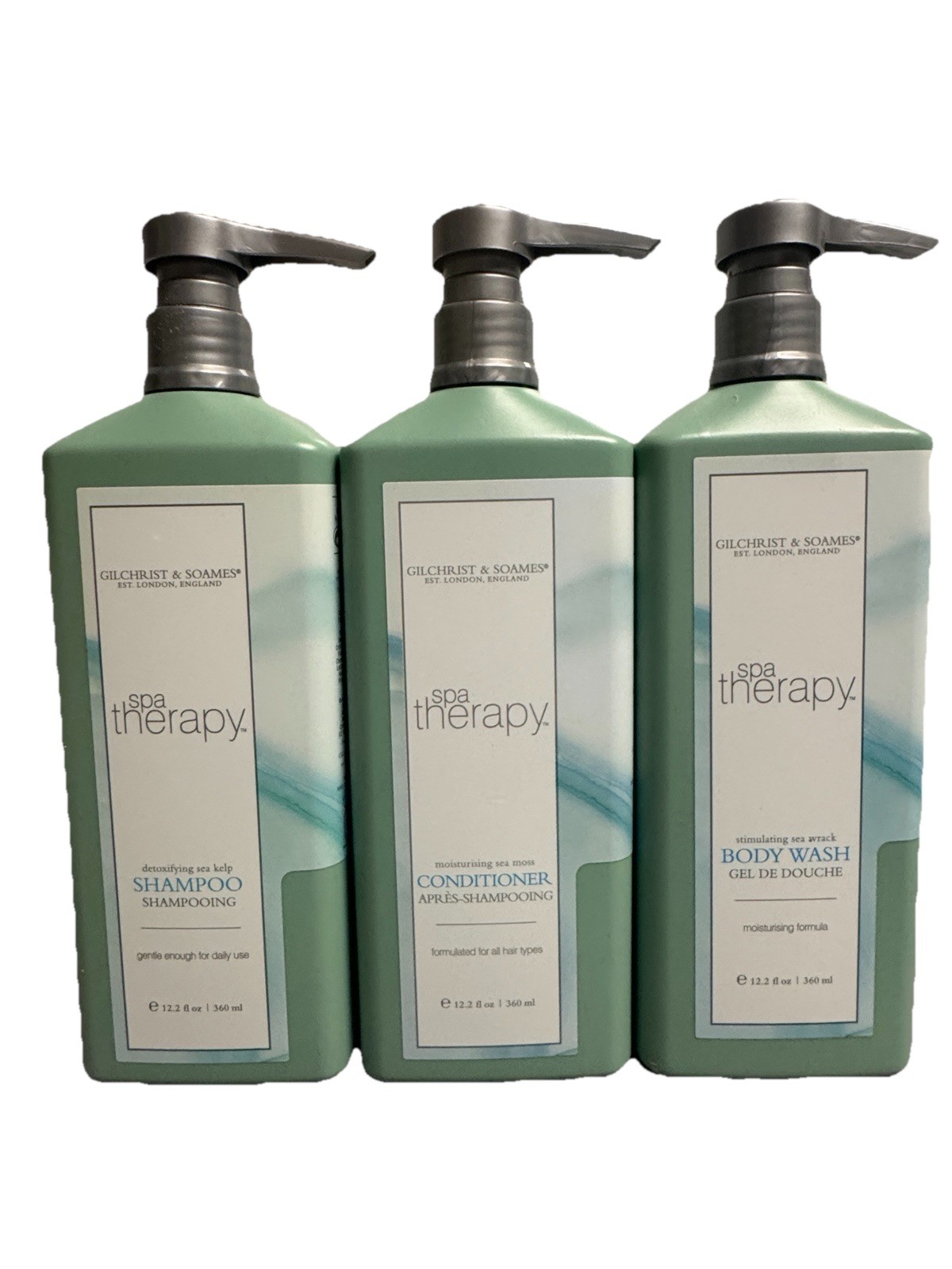 3 PACK Spa Therapy Collection Shampoo, Conditioner, Body Wash 12.2oz Sea Ocean