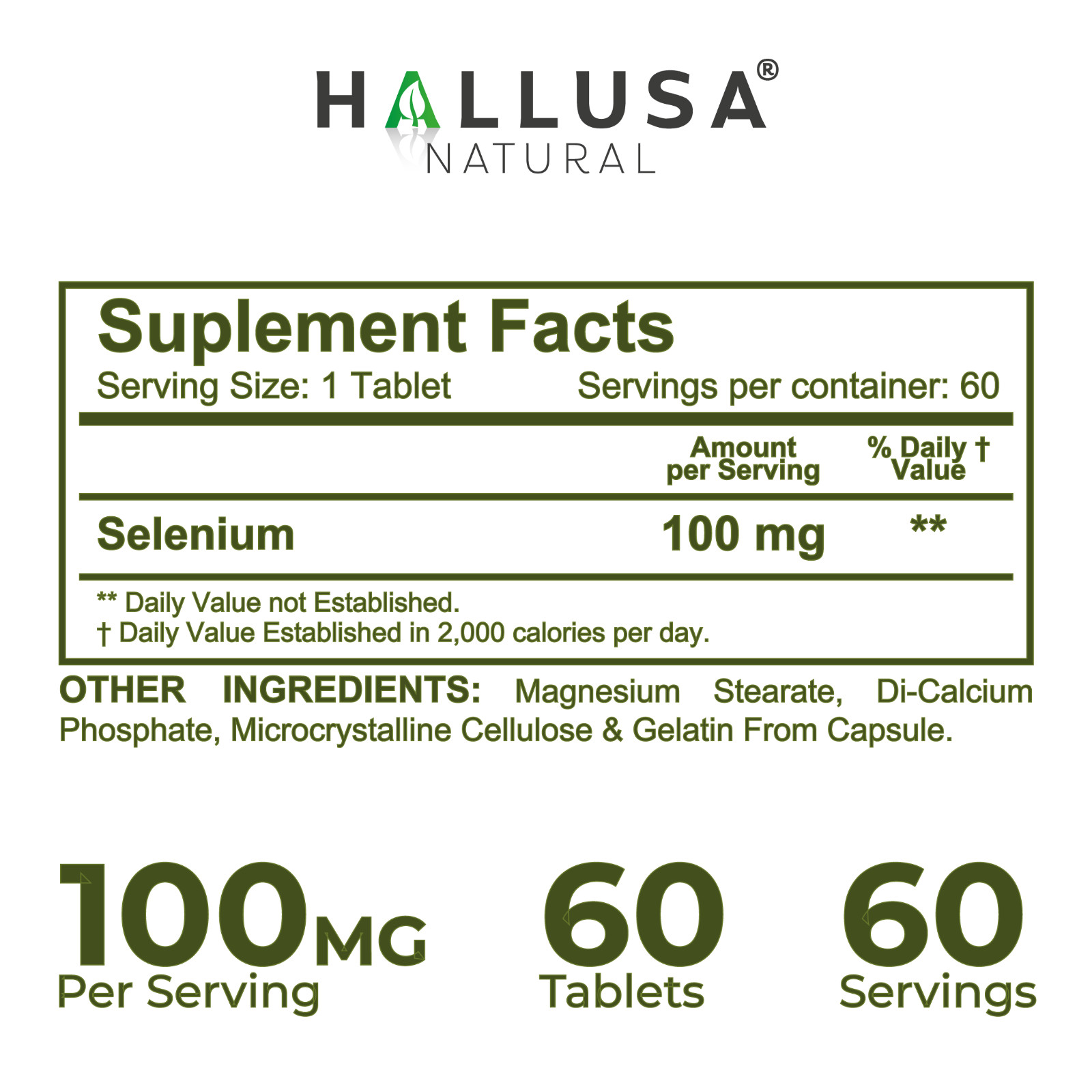 SELENIUM – For the Thyroid – Antioxidant & Immune Support – 60 Tab