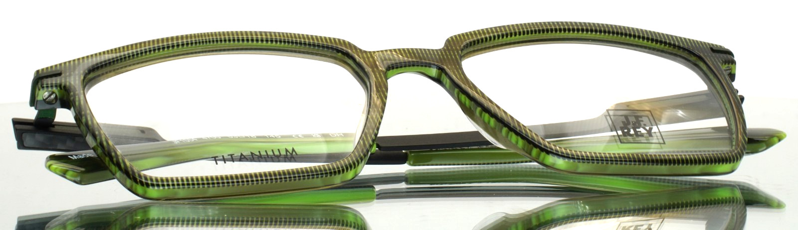 JF REY JF1554 4700 Green Black Mens Rectangle Full Rim Eyeglasses 53-18-145 B:40