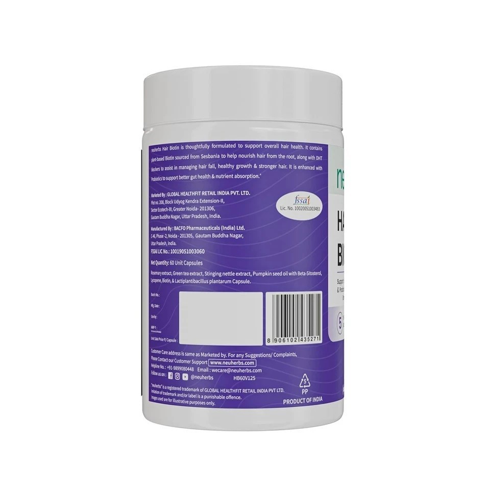 Hair Growth Capsule Biotin Supplement with DHT Blocker , Reduce Hair Fall