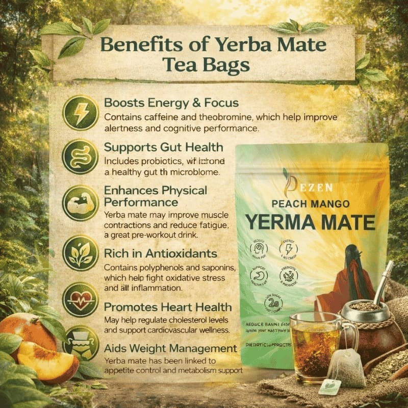 Yerba Mate Tea Powder Drink Mix Peach Mango | Weight Loss & Metabolism Support