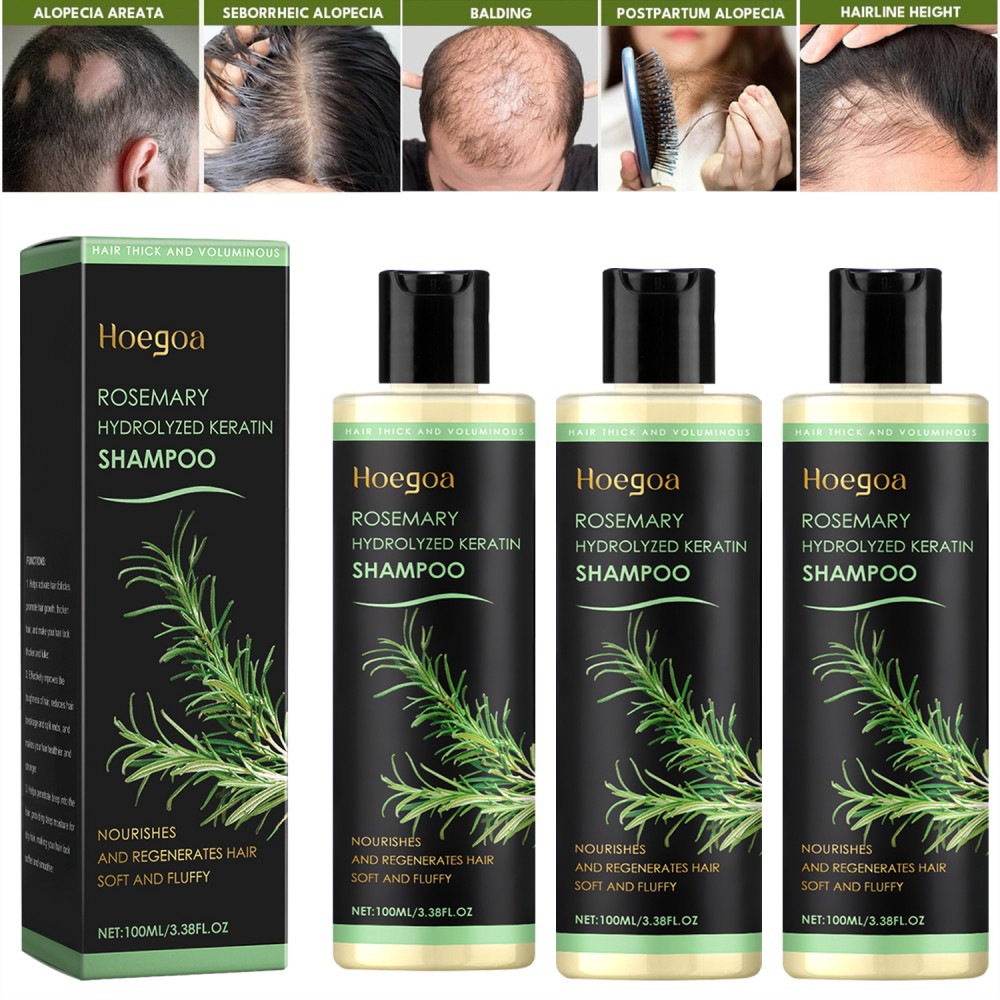 3 Pack Rosemary Hair Growth Shampoo Hydrolyzed Keratin Shampoo for Thinning Hair
