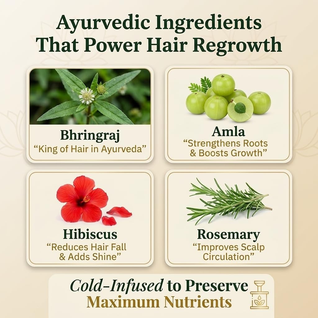 Ayurvedic Hair Growth Oil | Reduces Hair Fall & Promotes Regrowth 100ml Hair Oil