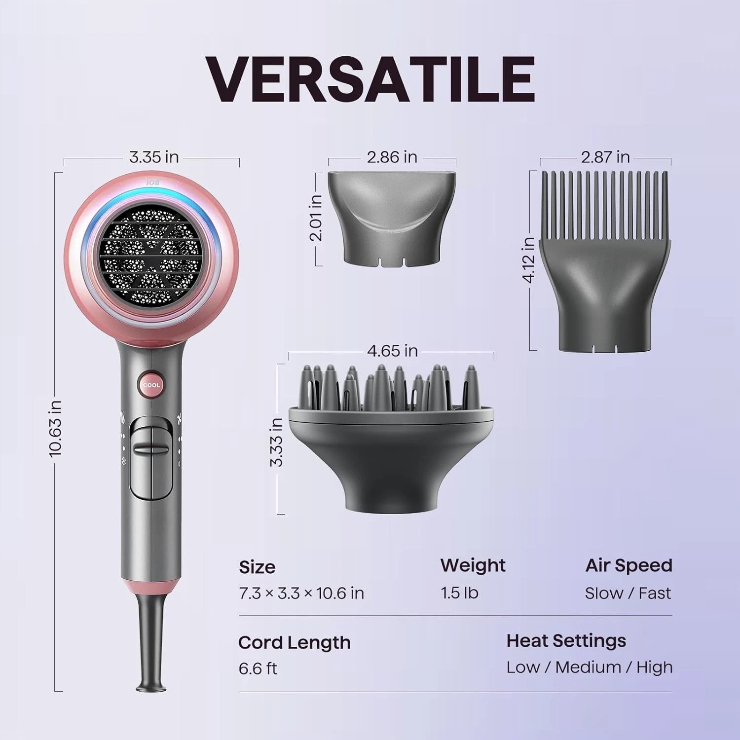 Ceramic Blow Dryer with Automatic Shut-off & Frizz Reduction – Rose Gold 1875W
