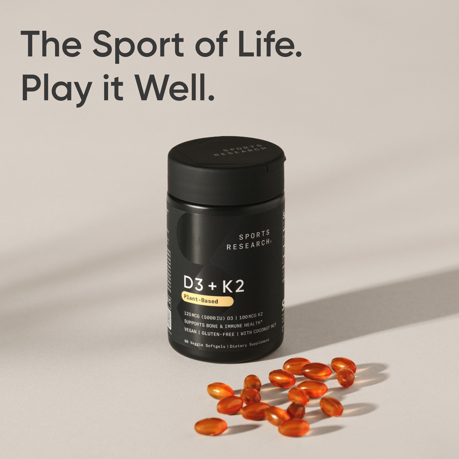 Vitamin D3 K2 – 5000iu of Vegan D3 & 100mcg of Vitamin K2 as MK7 – 60 Softgels