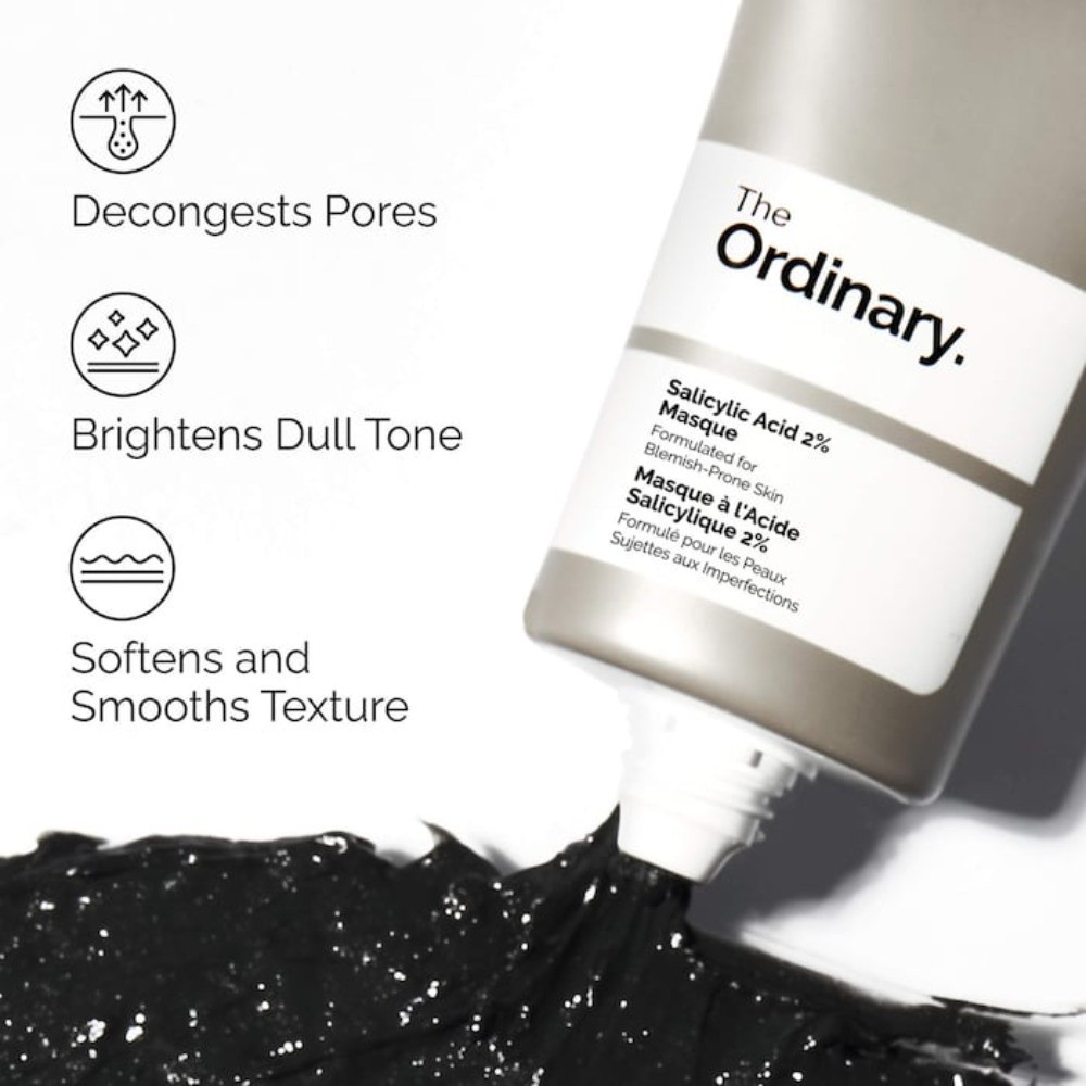 The Ordinary Authentic Salicylic Acid 2% Masque Clarifying Charcoal 1.7 oz/50 mL