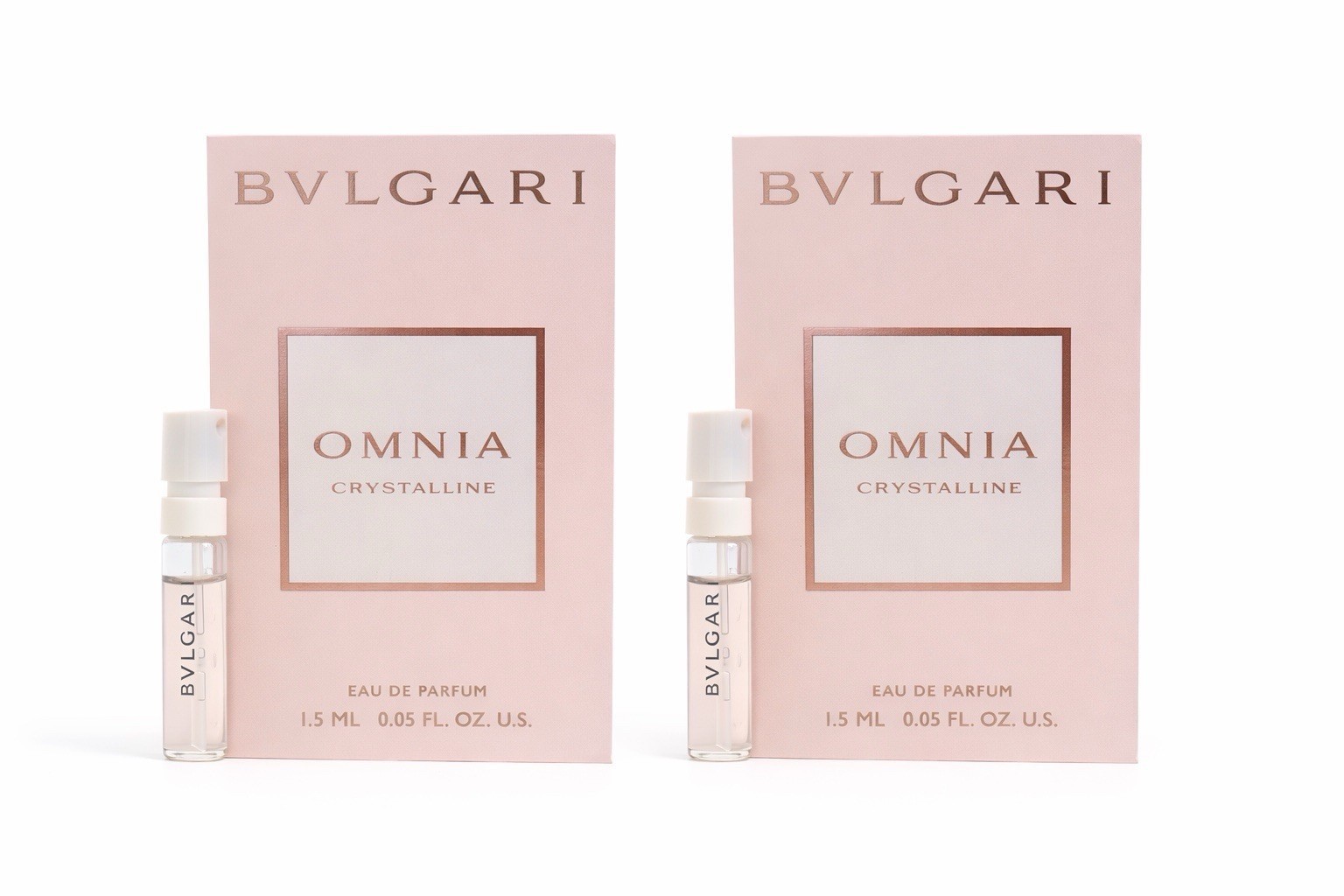 BVLGARI OMNIA CRYSTALLINE EAU DE PARFUM VIALS 1.5 ML .05 OZ *BUYER GETS 2*