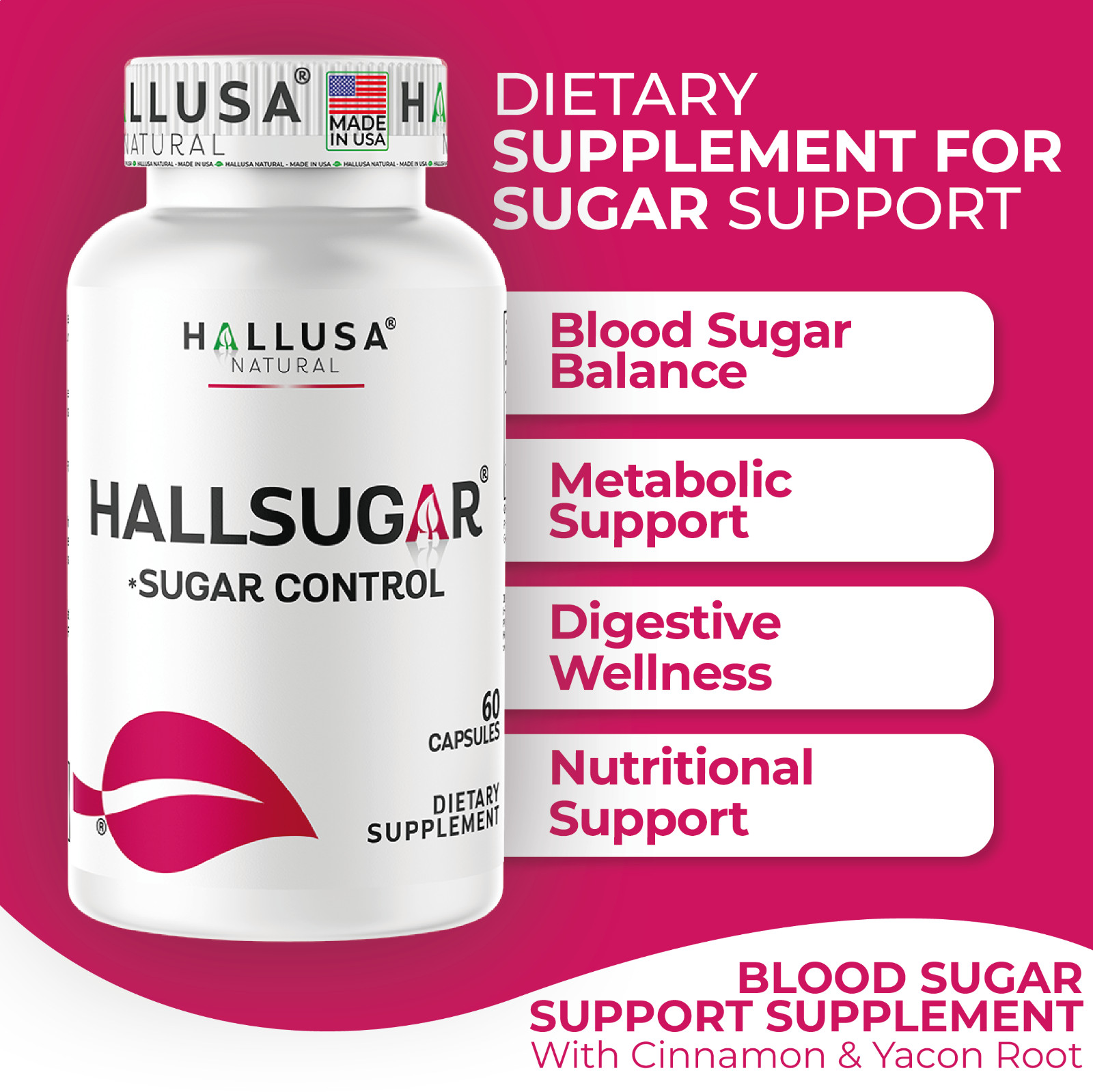 HALLSUGAR – Blood Sugar Control – Blood glucose Levels – 60 Cap