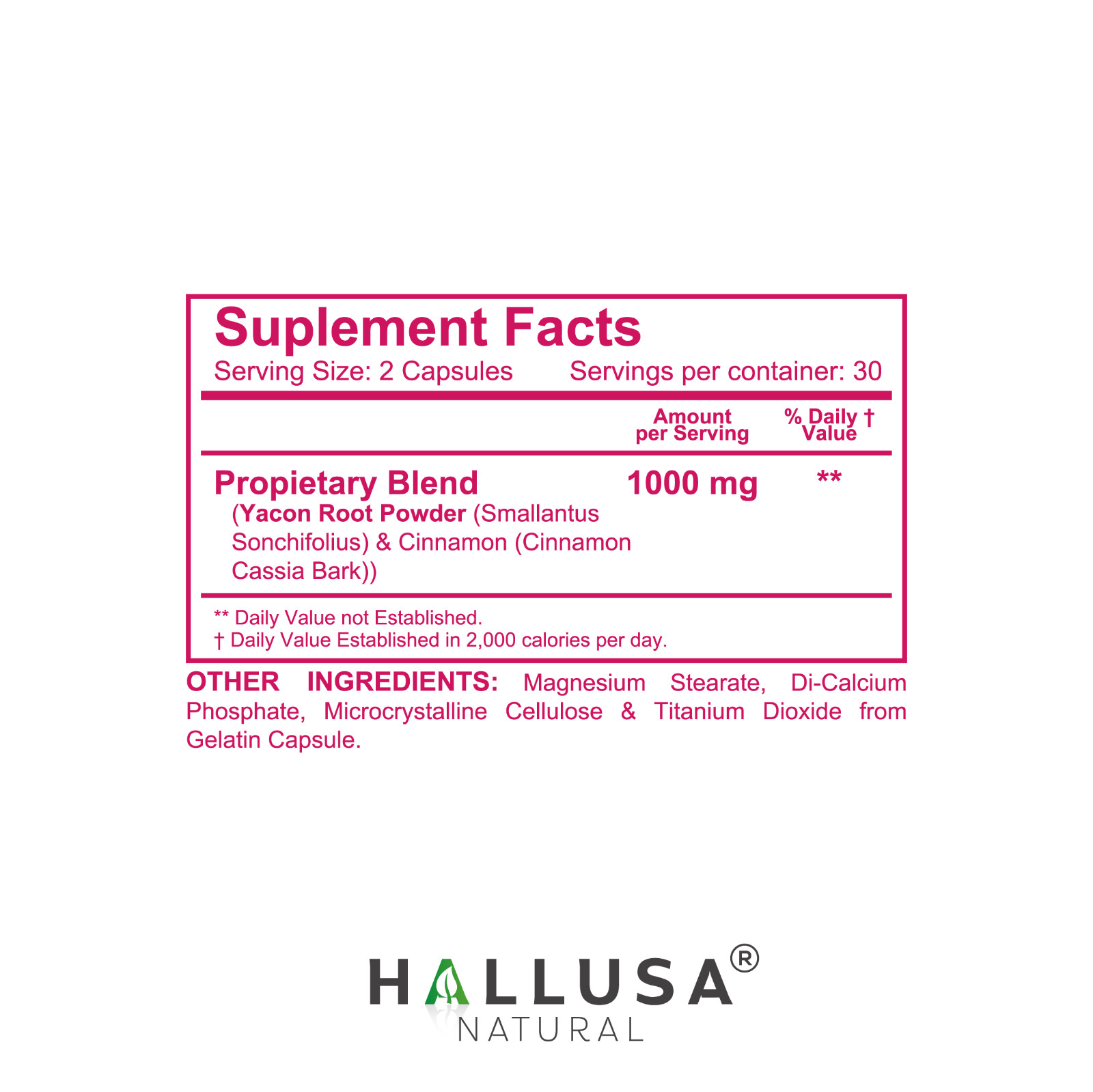 HallSugar – Cinnamon Supplements – Yucan Root – Blood Sugar Support – 60 Caps