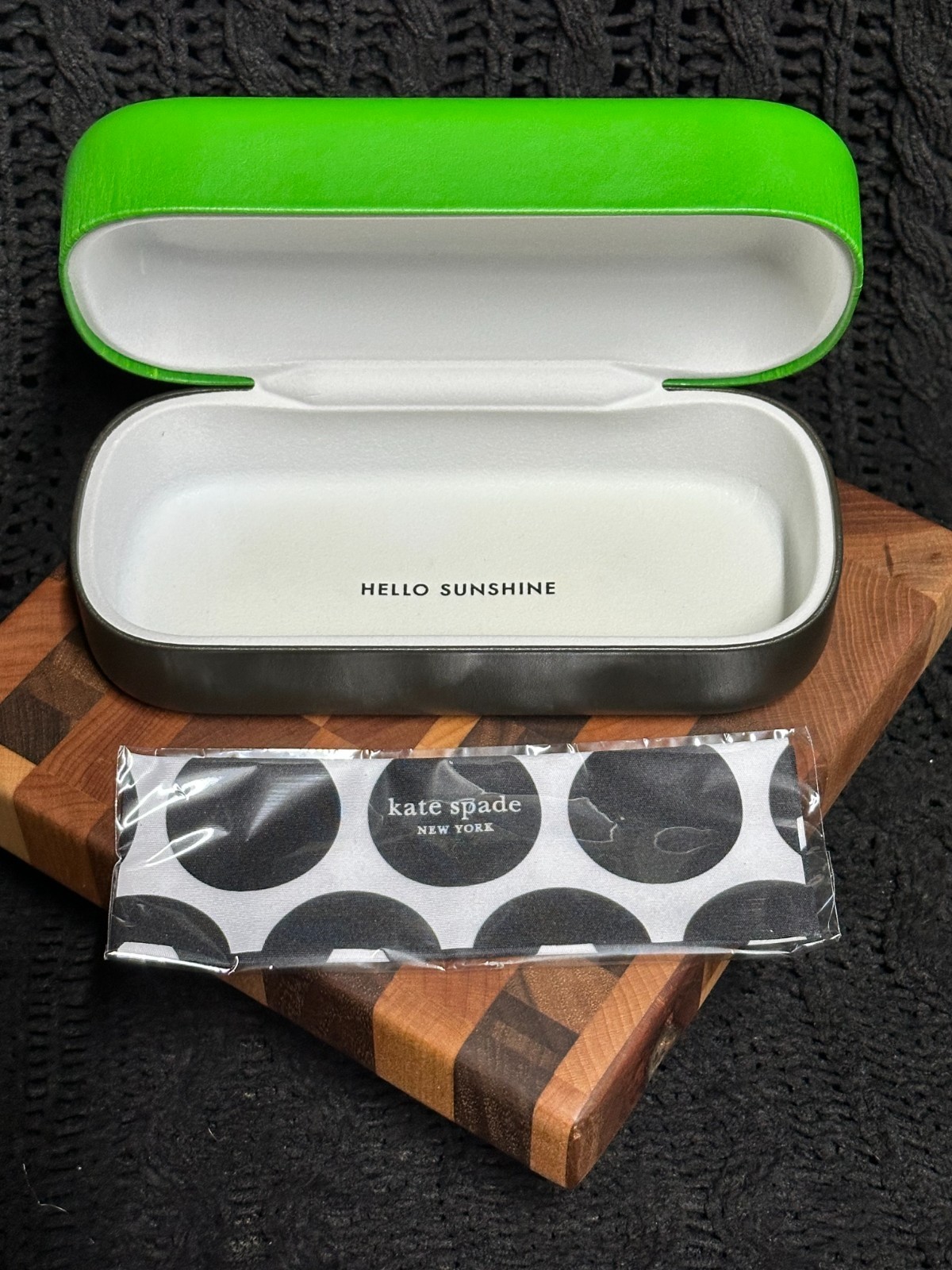 NEW Kate Spade Sunglasses / Eyeglasses Case – Green & Black – Case & Cloth NEW