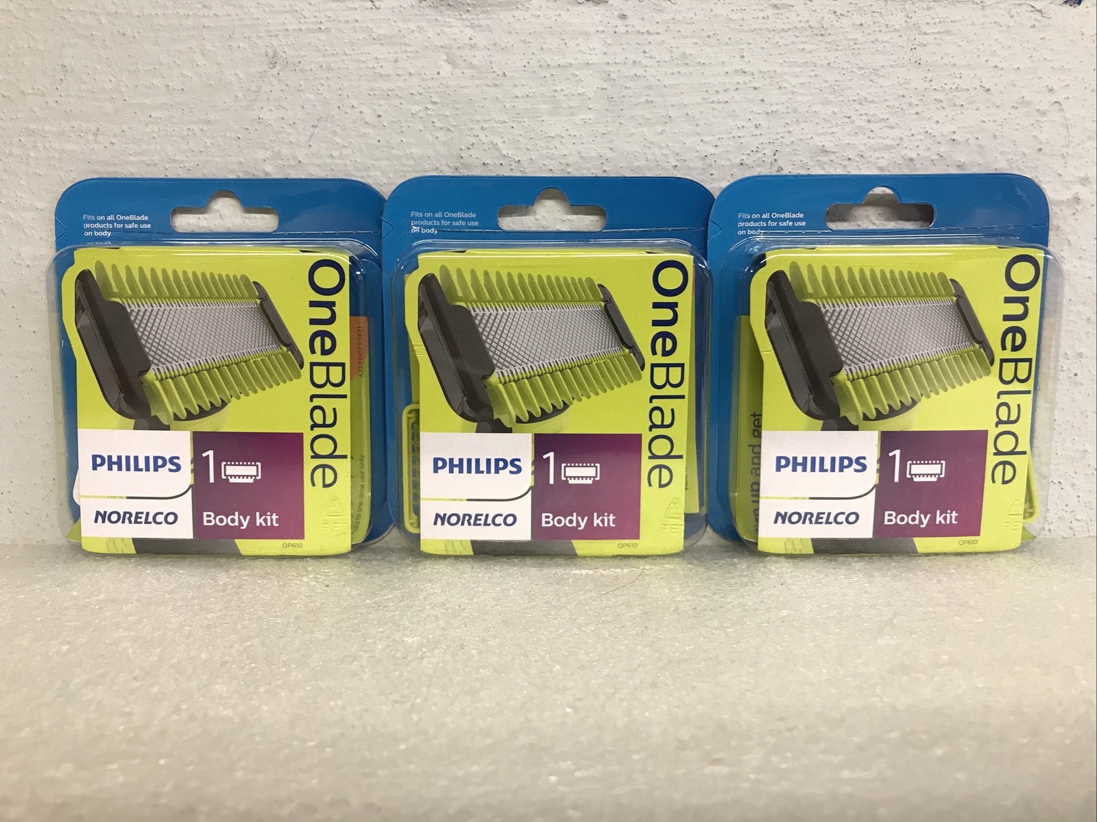 Philips Norelco QP610/80 OneBlade Replacement Blade & Body Kit Lot Of 3 New