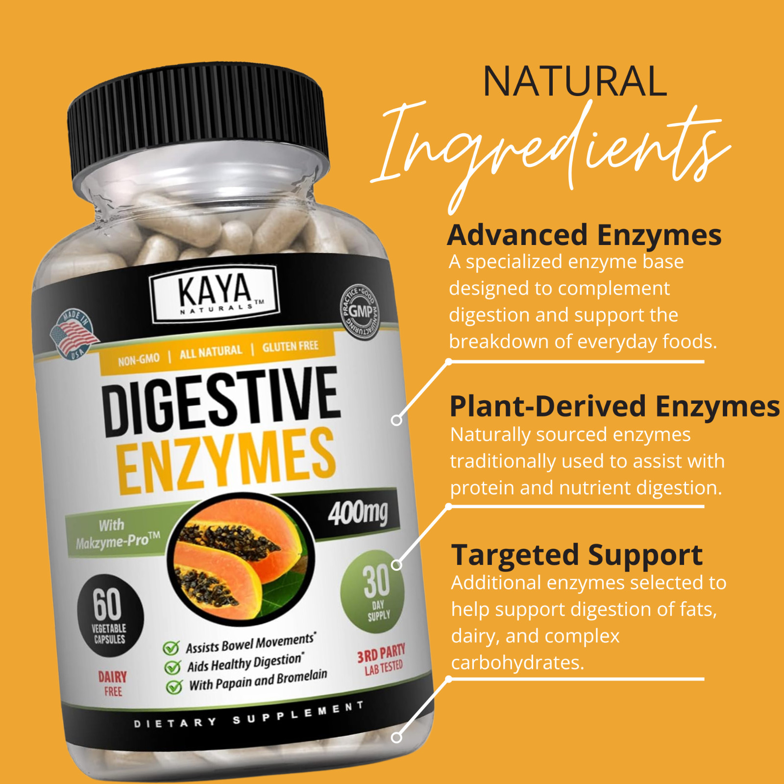 Digestive Enzymes w/ Prebiotic & Probiotics, Gas, Constipation & Bloating Relief