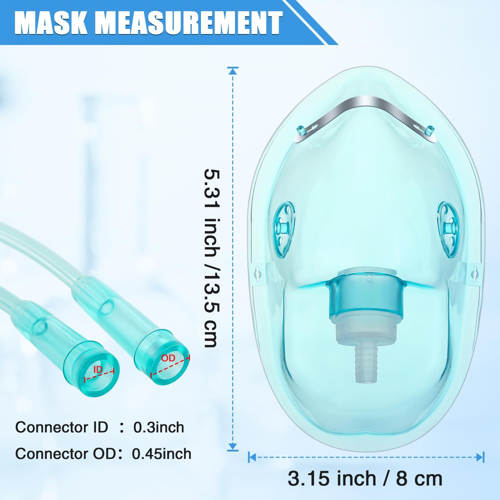 2PCS L Oxygen Mask with 6.6 Ft Tubing and Adjustable Elastic Strap, Adult Oxyge
