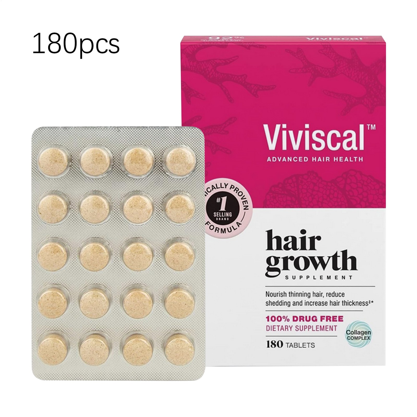 Hair Viviscal Collagen Dietary Supplement includes Growth Complex 180 Count Tabl