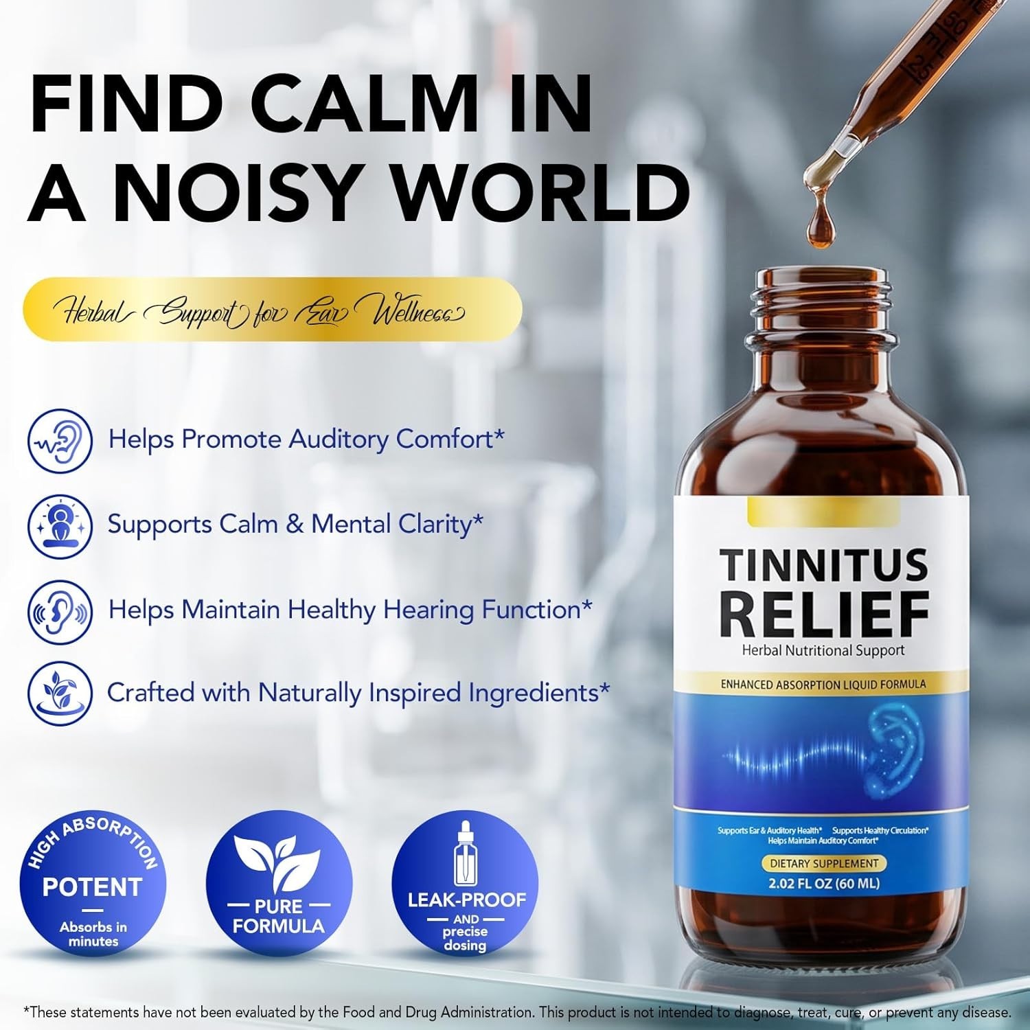 ArtoaLabs Tinnitus Relief 60ml Herbal Formula Tincture New absorbtion liquid