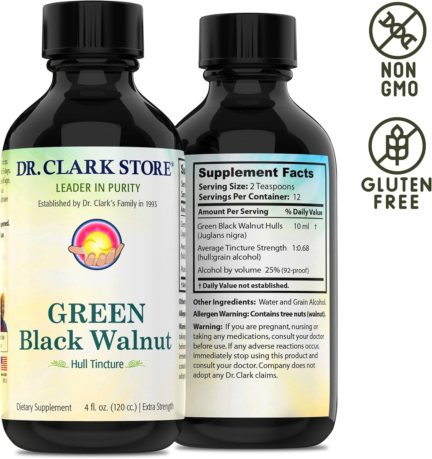 Original Green Black Walnut Hull Tincture (Extra Strength)by Dr. Hulda Clark 4oz