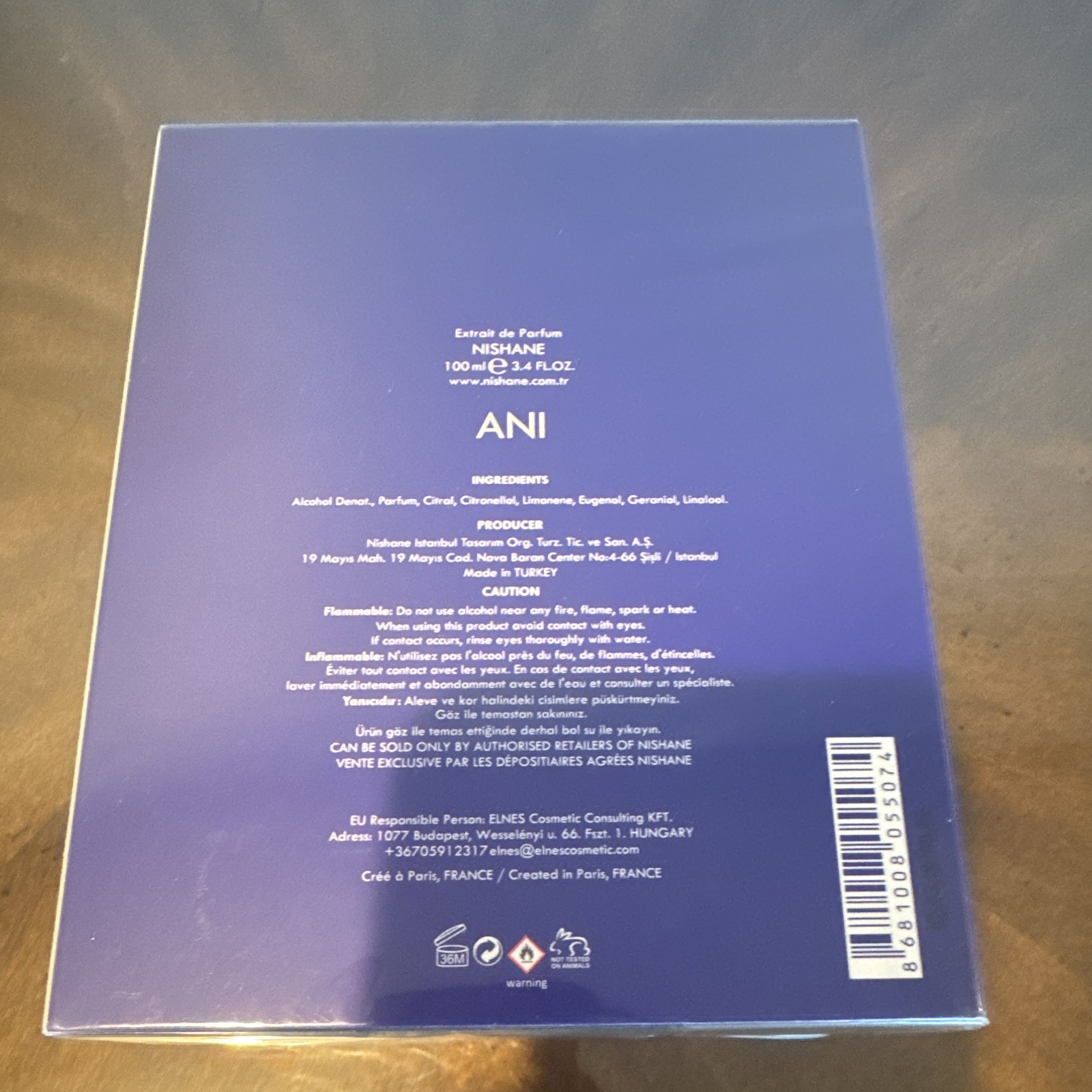 Nishane Ani Extrait de Parfum Spray 3.4 fl oz / 100 mL -NEW BOX-SEALED-AUTHENTIC