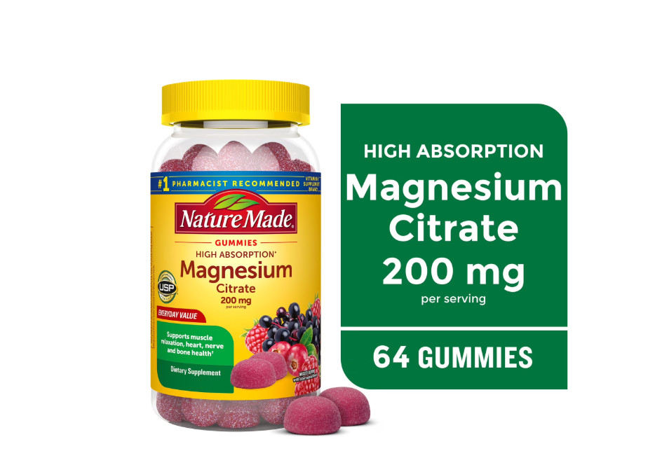 2 PACK High Absorption Magnesium Citrate 200 Mg per Serving Gummies, 64 Count