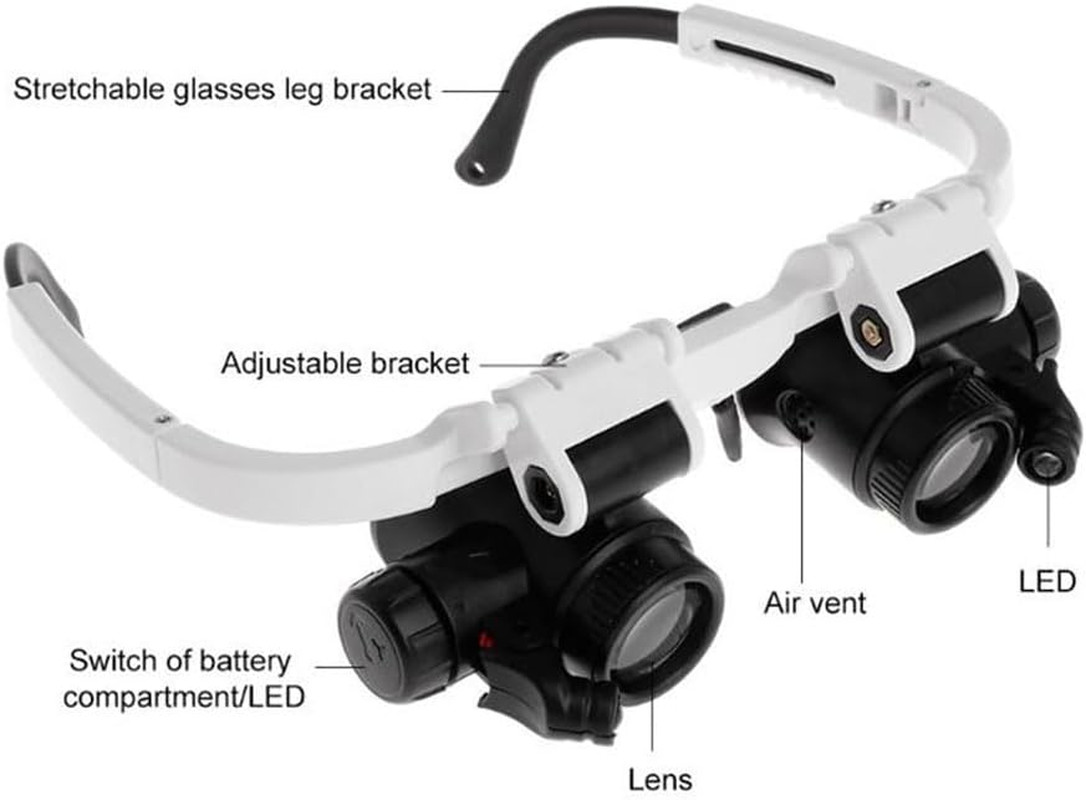 1Pc XXX Binocular LED Magnifying Headset Flexible Design for Precision Work for