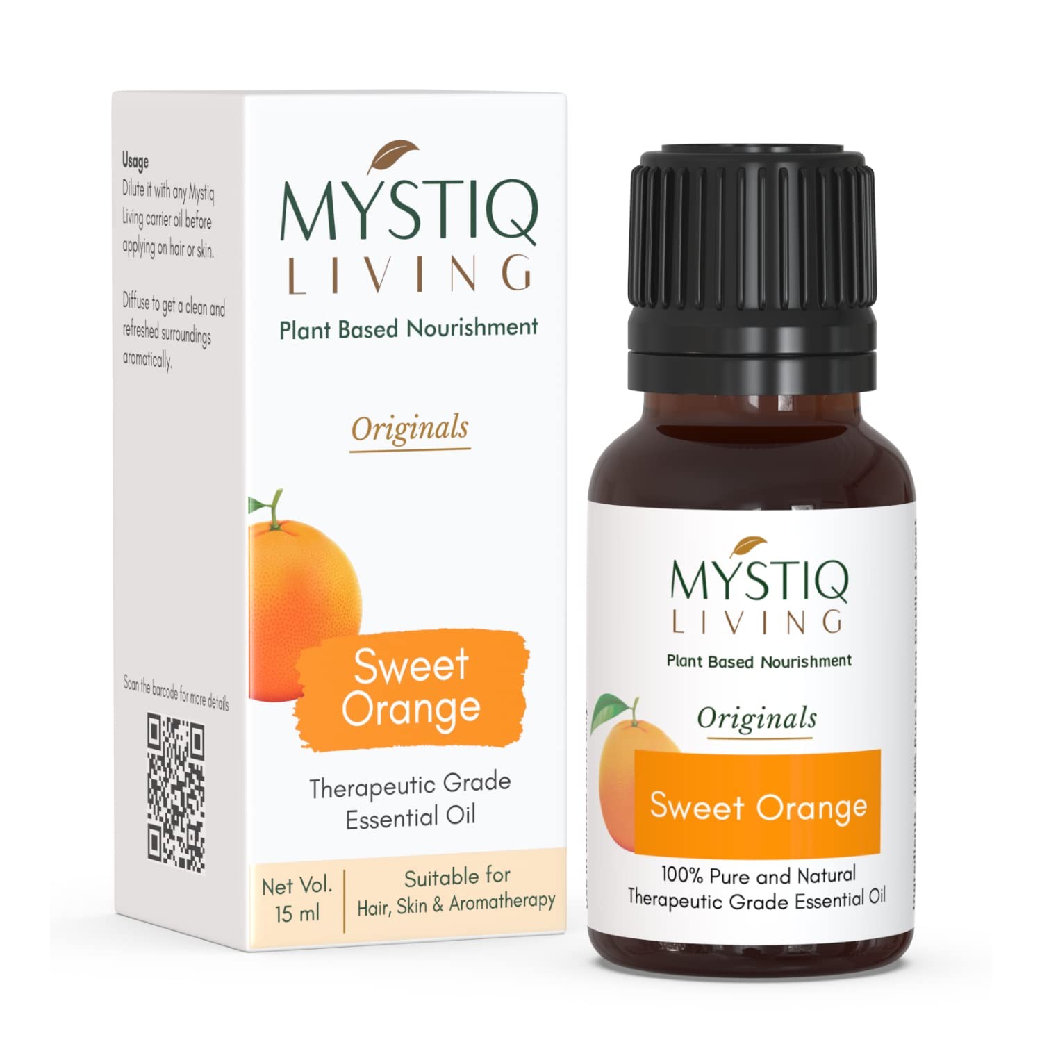 Mystiq Living Sweet Orange Essential Oil For Skin And Hair 15ml