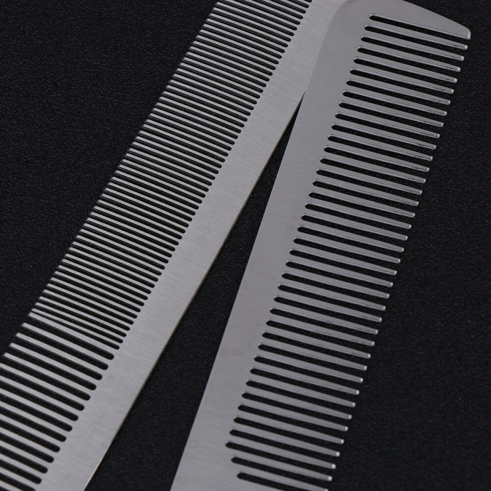 2PCS Steel Comb Hair Salon Comb Metal Teasing Combs Hair Fine Teeth Travel