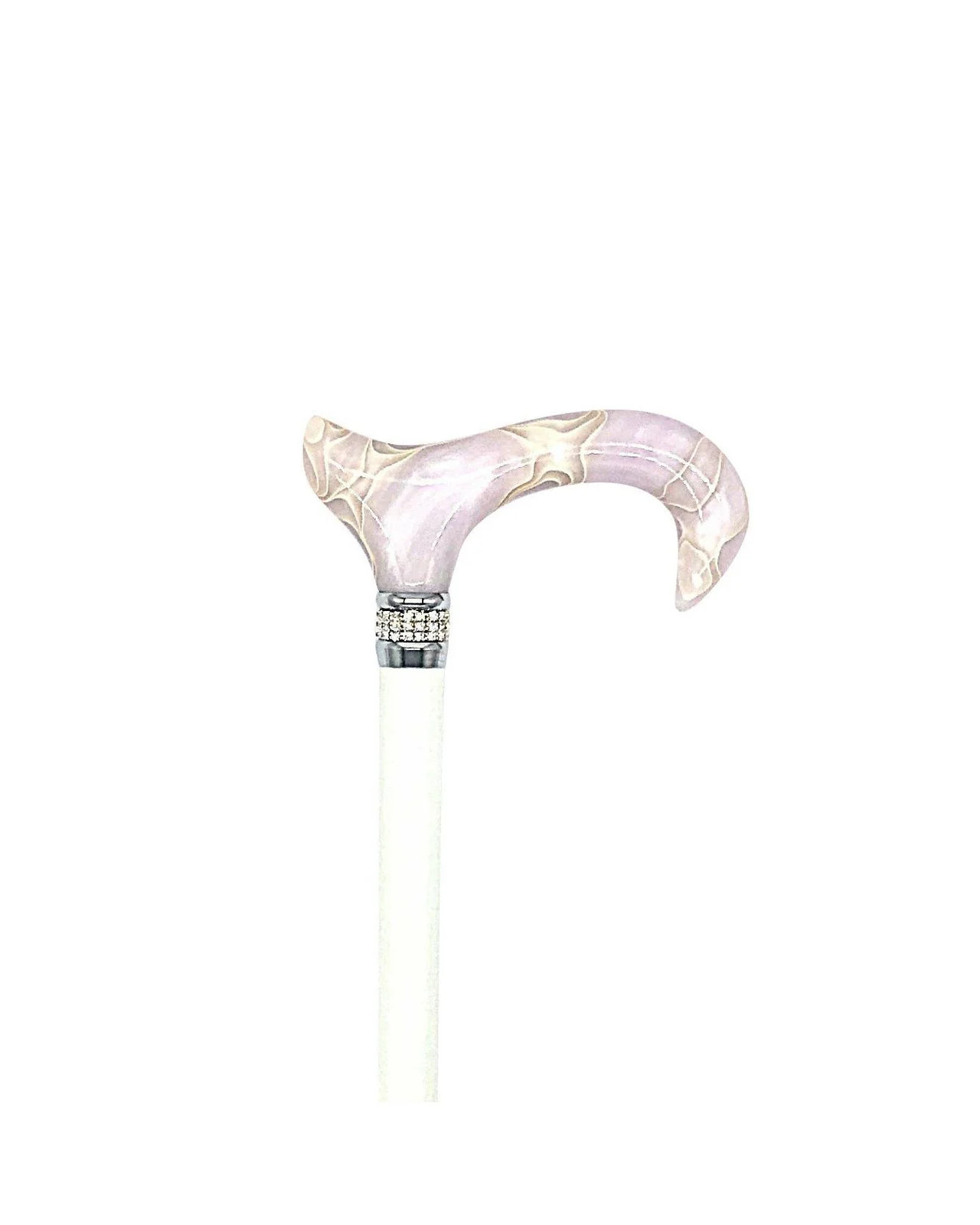 Classy Walking Canes Adjustable Elegant Shinny White with Rhinestone Collar