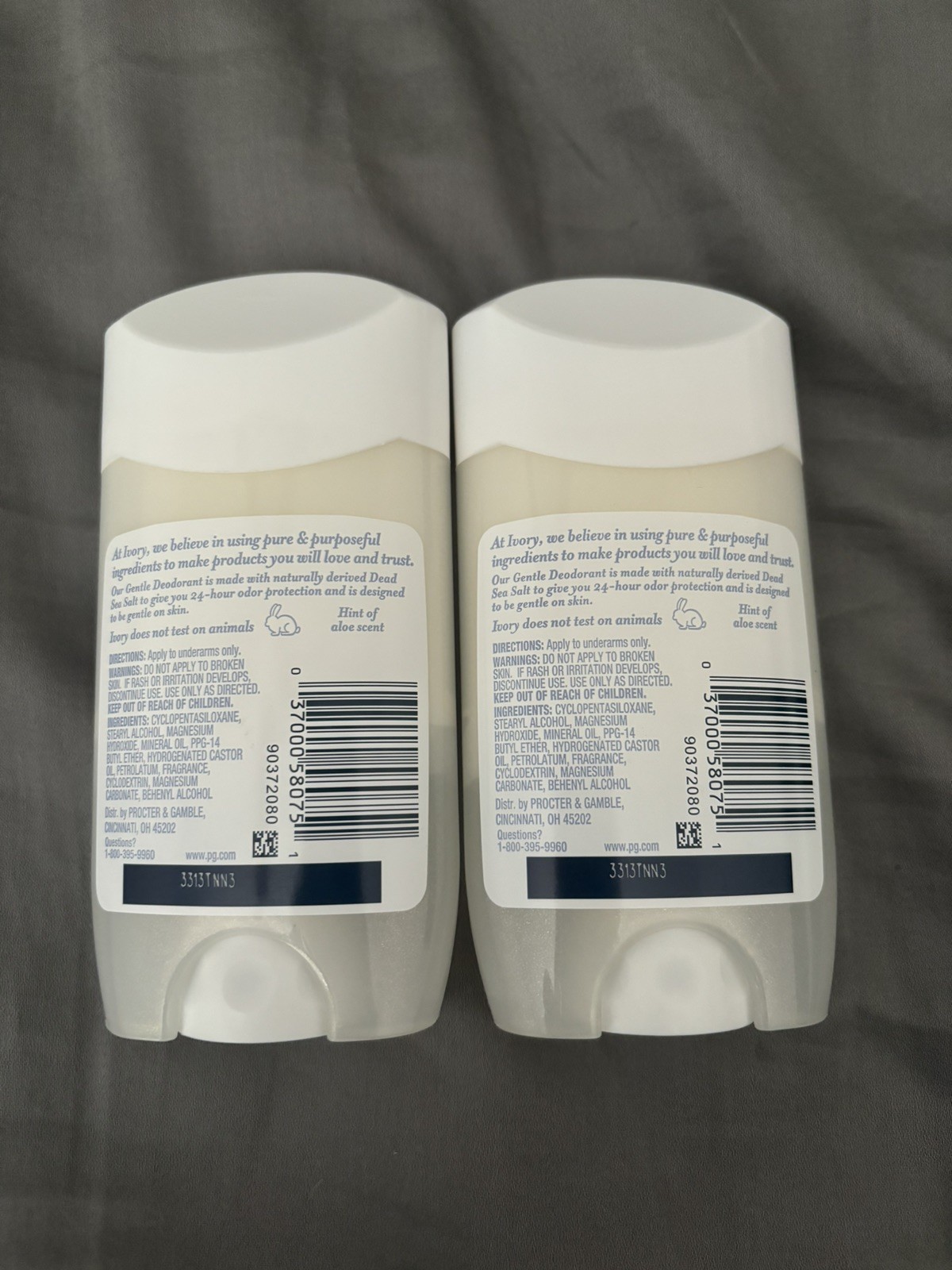 2 Ivory Gentle Deodorant Sticks- 24 Hour Protection- Hint of Aloe- 2.4oz Each