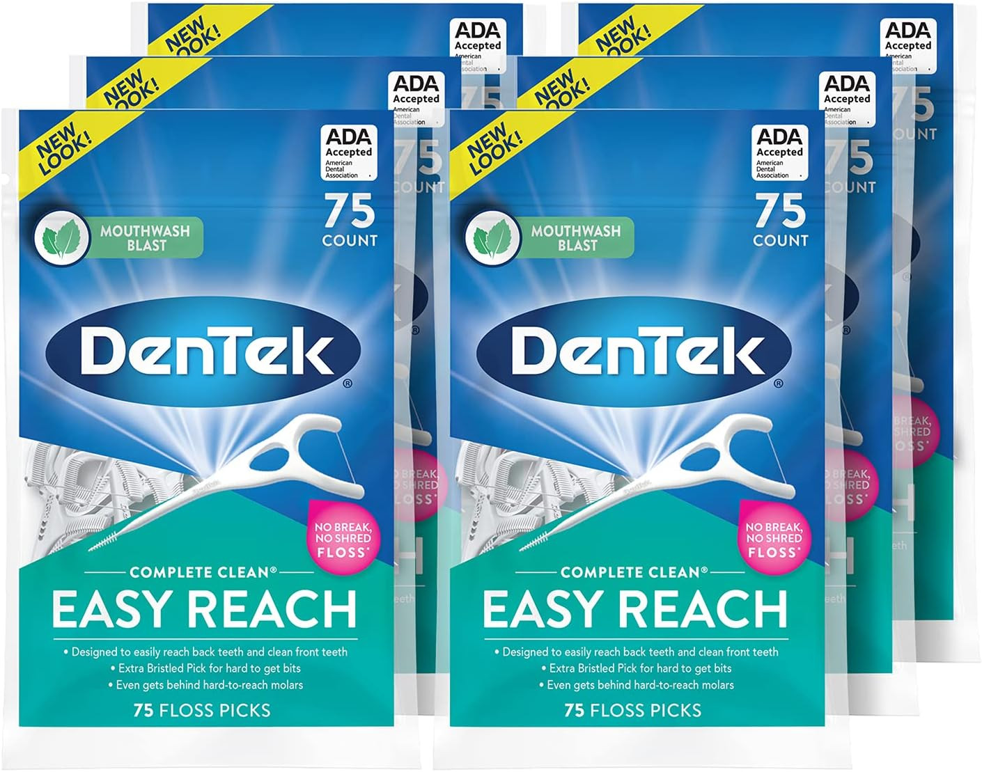 Complete Clean Floss Picks | Removes Food & Plaque | 75 Count
