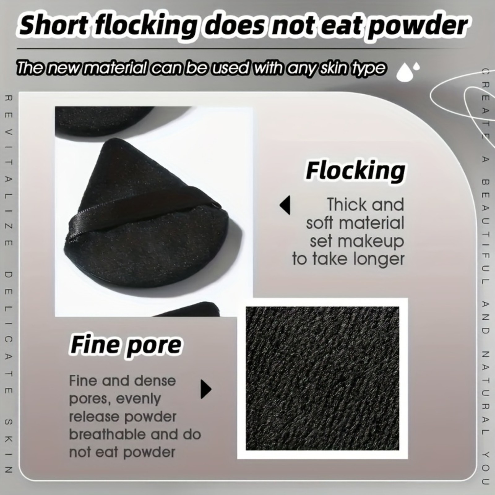 12PCS Black Velour Triangle Powder Puff Soft for Loose Mineral Powder