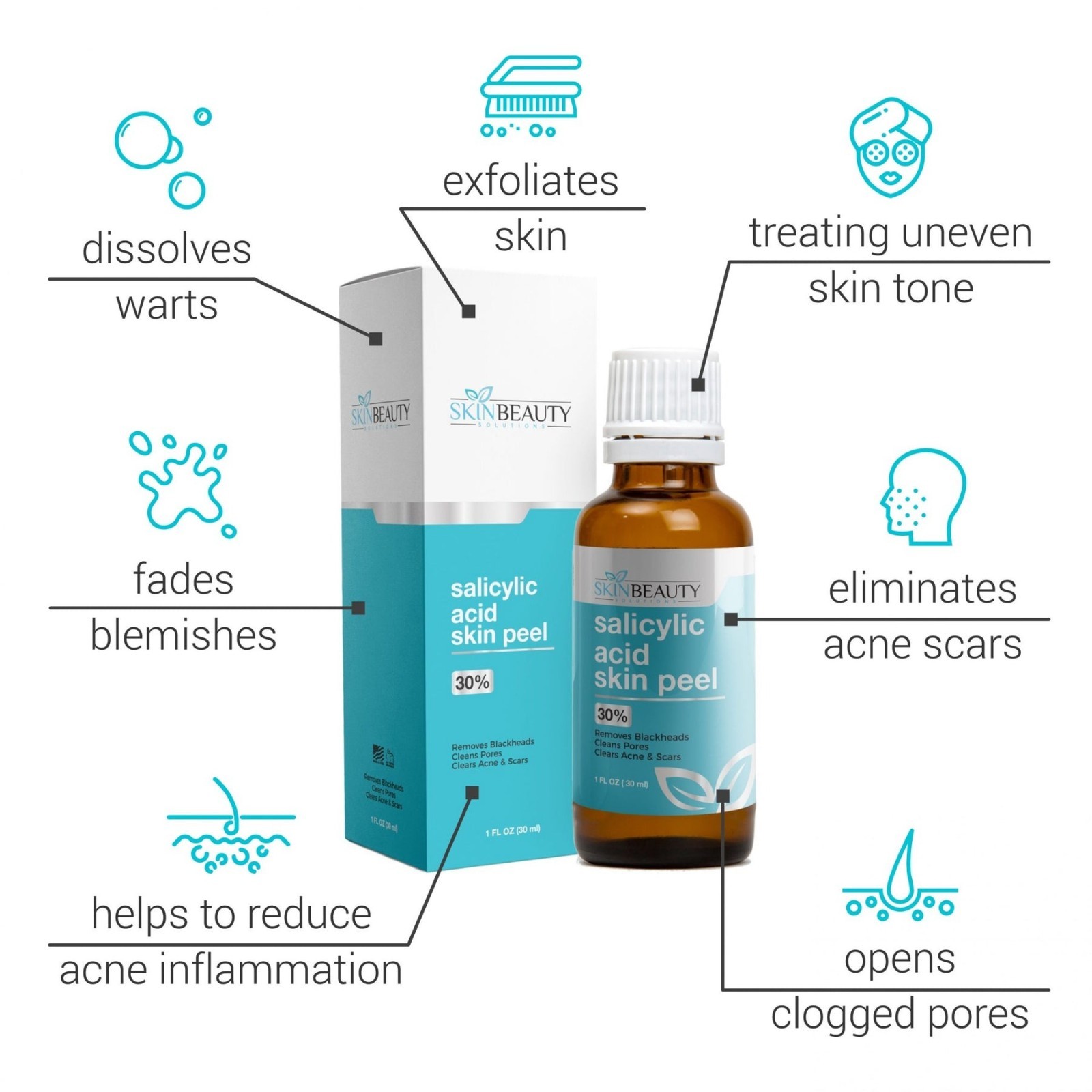 Salicylic Acid Skin Peel 10% 20% 30% Exfoliating Face Care Solution