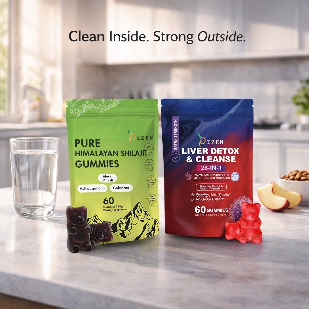 DEZEN Shilajit Gummies and Liver Cleanse Detox Gummies Apple Flavor | Combo