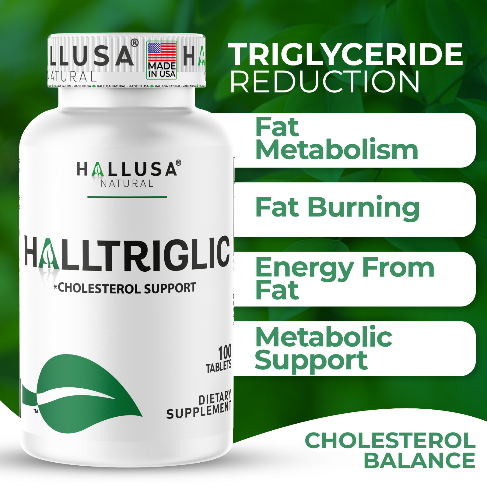 HALLTRIGLIC – Heart Health – Lower Triglycerides & Cholesterol – 100 Tabs