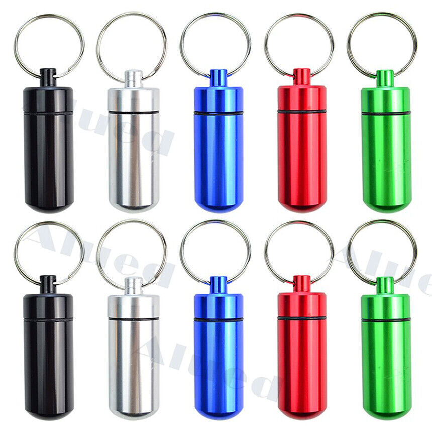 5 / 10PCS outdoor Pill box Keychain Medicine Case Bottle Drug Holder container