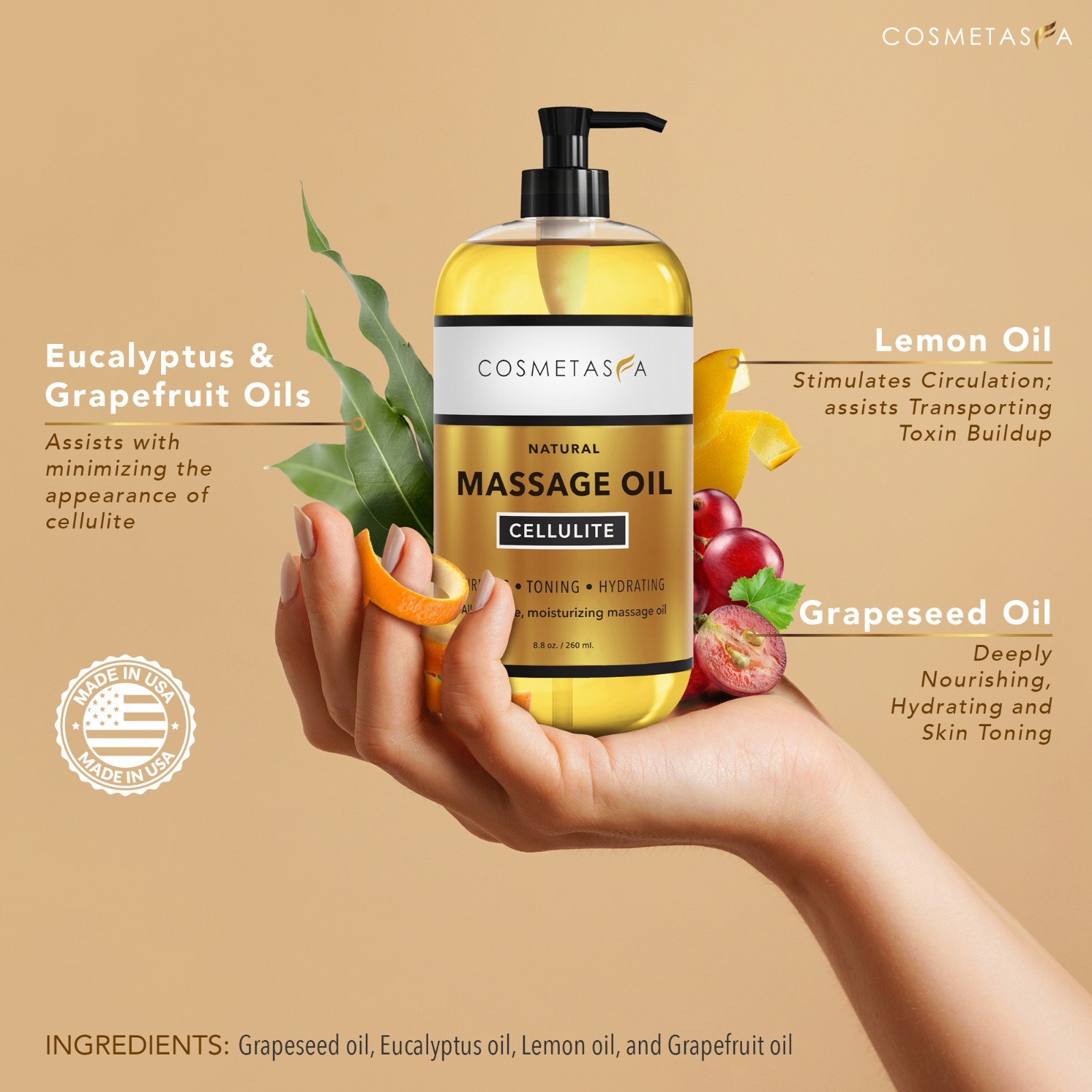 Anti Cellulite Massage Oil & Hot Cream Massage Gel 8.8 oz