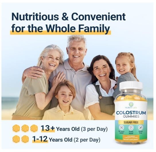 Sugar-Free Colostrum Gummies, Bovine Colostrum for Humans, Grass-Fed 8/2026