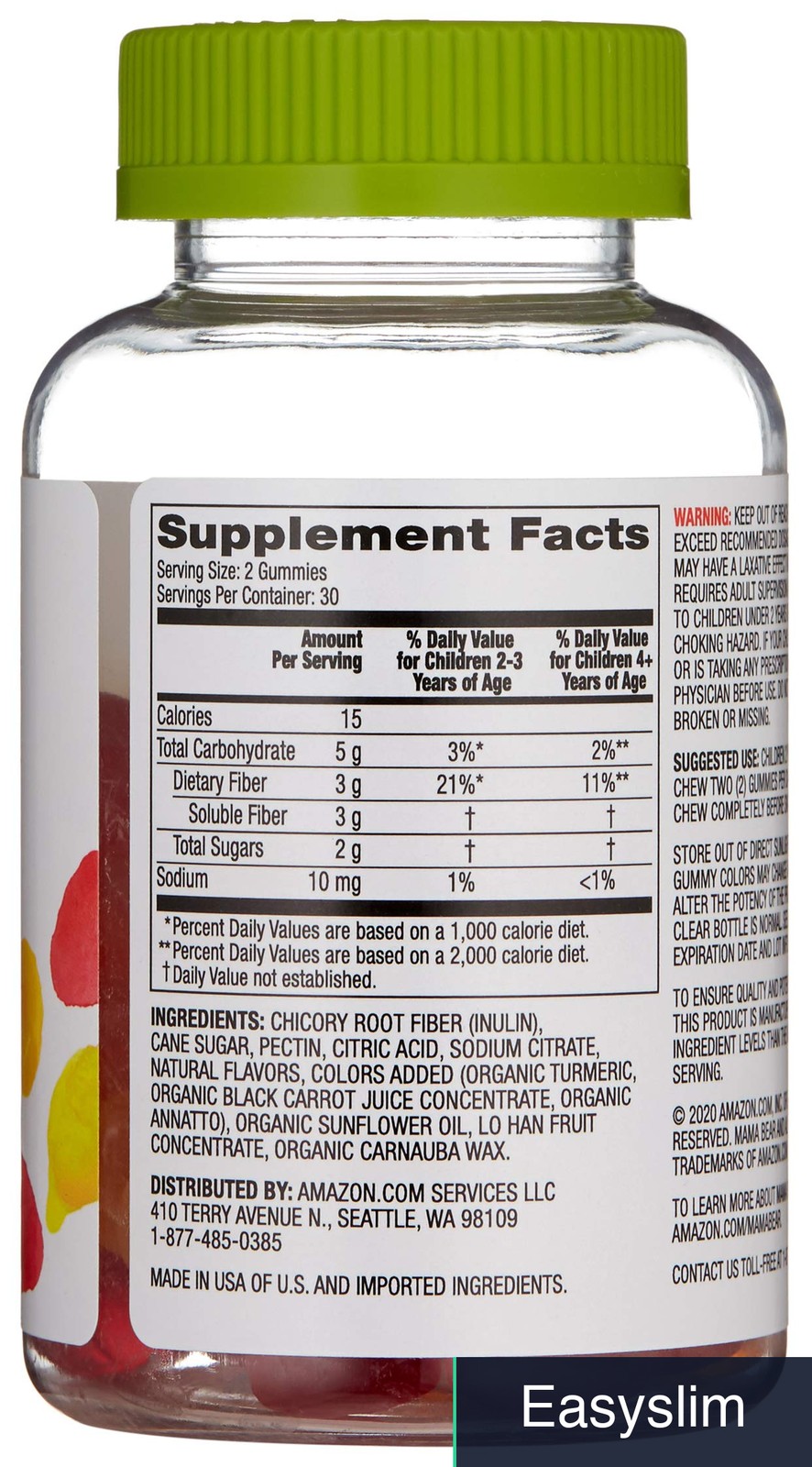 Fiber Gummies for Kids Orange Flavor 60 Count Non-GMO Vegan Gluten Free